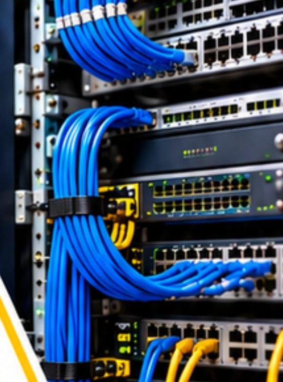 Network rack with patch cables